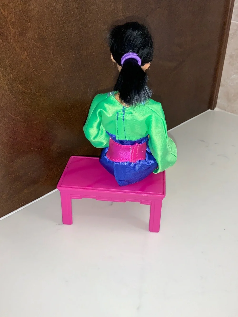 Disney Mattel Mulan Barbie Doll and Accessories-Tea Table, Bench Cricket Cage